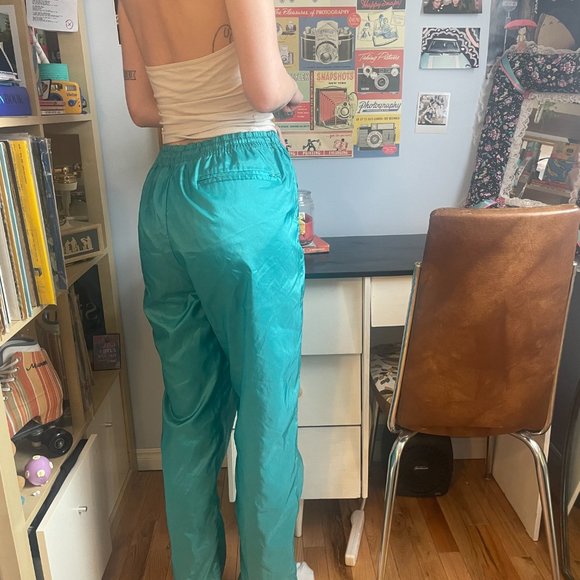 Mens Large Vintage 90s Neon blue windpants! - Picture 7 of 16